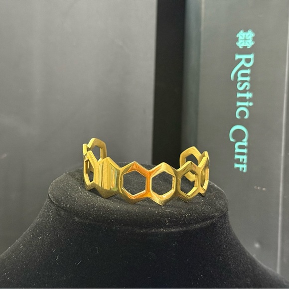 Rustic Cuff Gold Geometric Bracelet - Picture 1 of 2